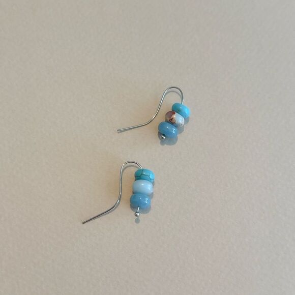 Boho Blue Beaded Earrings N1502 - Picture 2 of 4